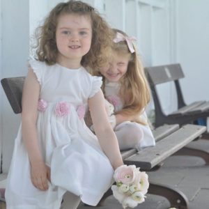 Flower Girl Dress Cotton With Frill Sleeve