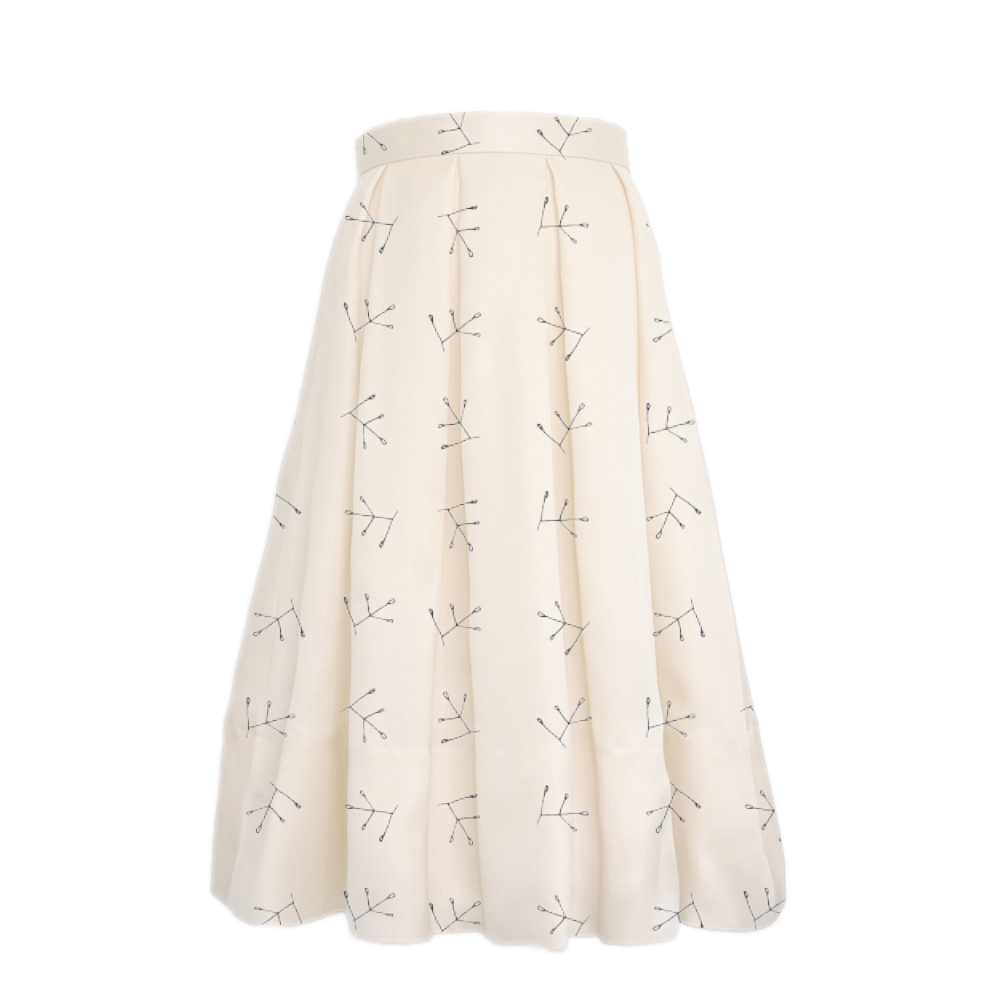 An ivory silk organza charcoal branch printed skirt - The Little Wedding Company