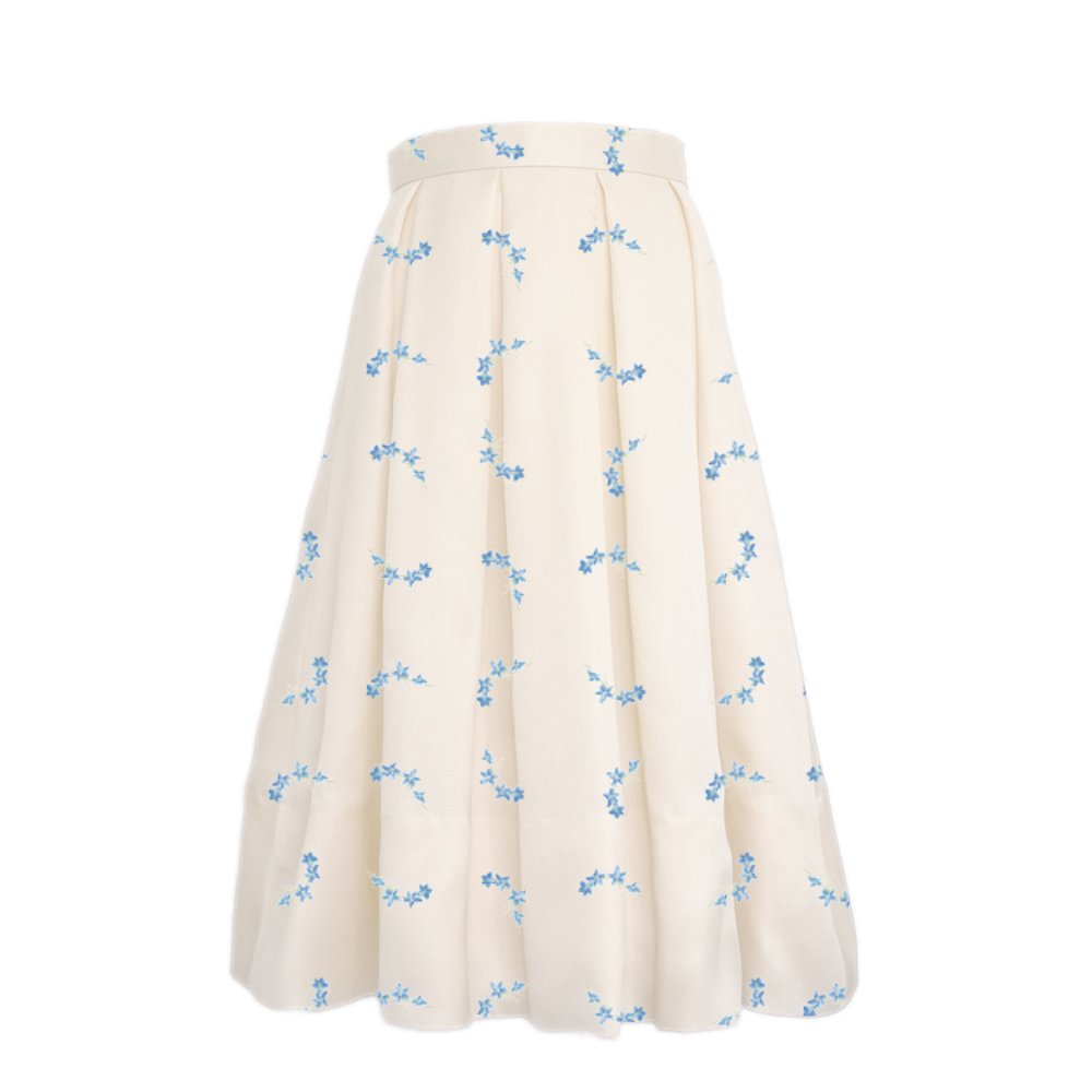 An ivory silk organza cornflower printed skirt - The Little Wedding Company