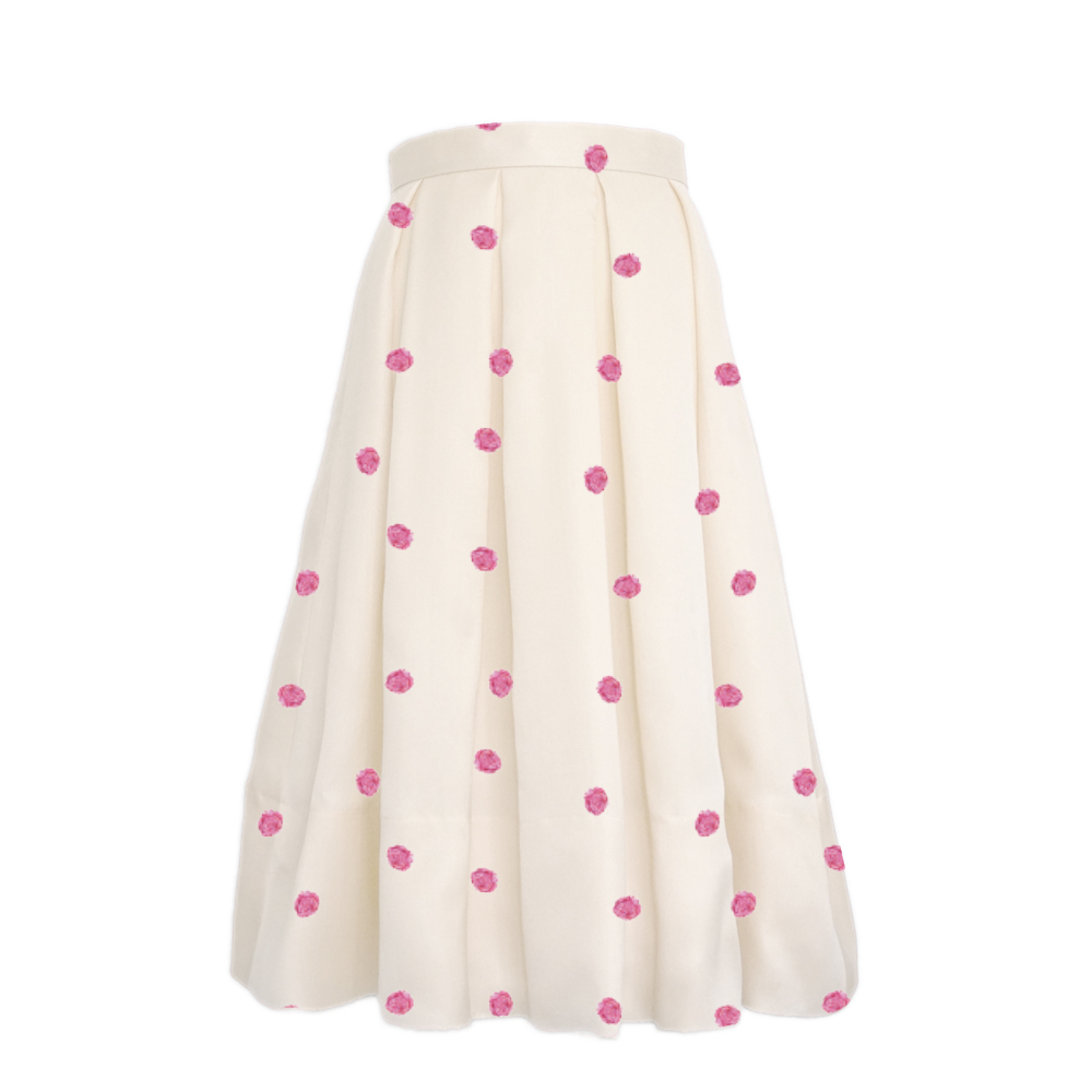 An ivory silk organza fuchsia peony printed skirt - The Little Wedding Company