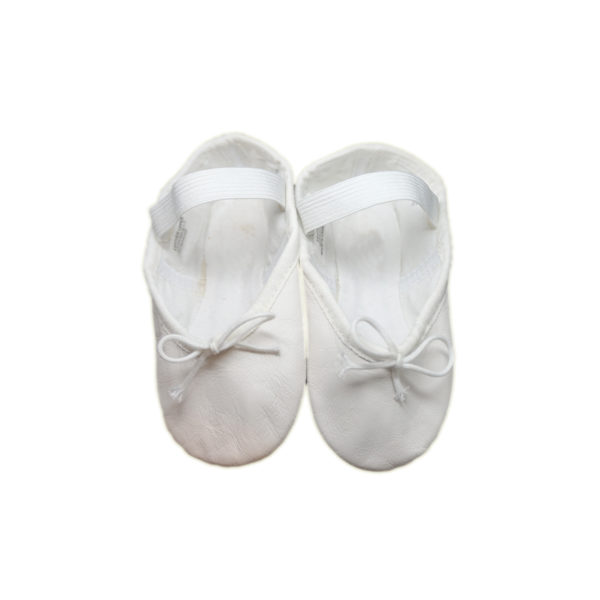 A pair of white leather ballet pumps for flowergirls - The Little Wedding Company