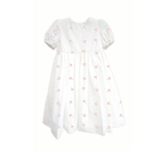 Cotton Silk Peach Printed Flower Girl Dress