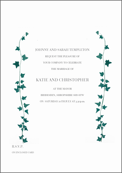 Emerald ivy invite - The Little Wedding Company