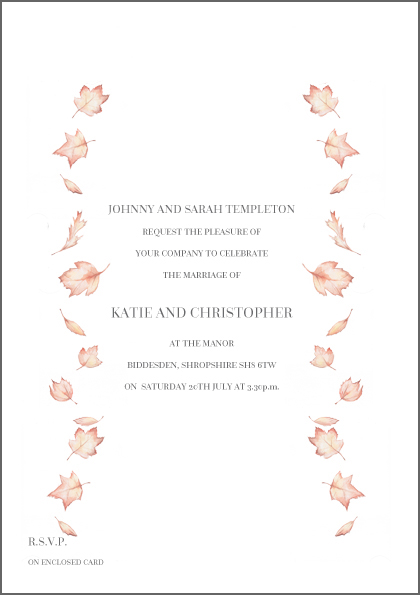 mink leaves invite - The Little Wedding Company