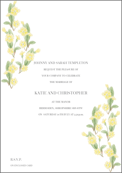 Primrose invite - The Little Wedding Company