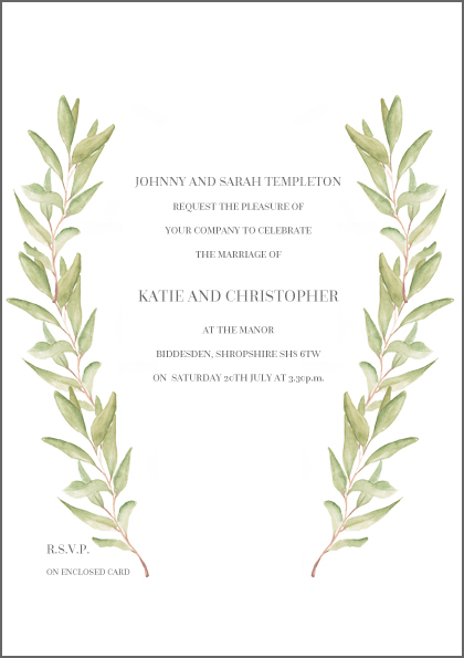 Sage invite - The Little Wedding Company