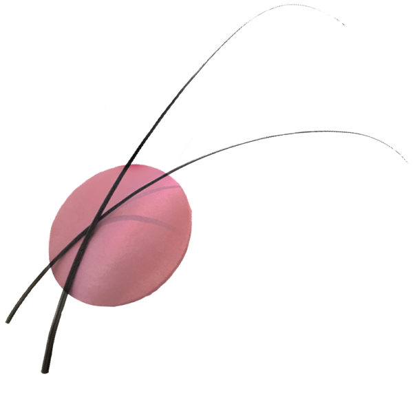 Small pink taffeta hat with coloured quills - The Little Wedding Company