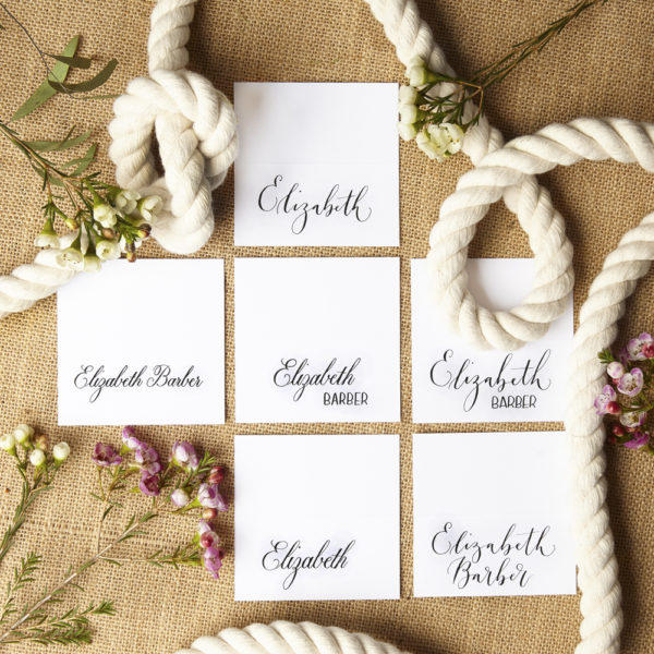 A group of examples of hand written calligraphy place names - The Little Wedding Company