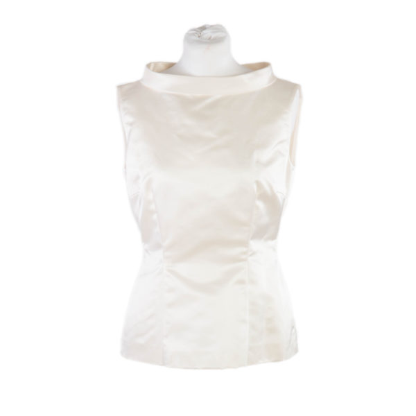 A cream duchess silk top with boat neck for bridesmaids - The Little Wedding Company