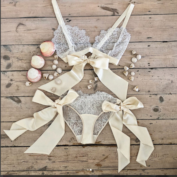 Lace and silk bow lingerie for brides - The Little Wedding Company