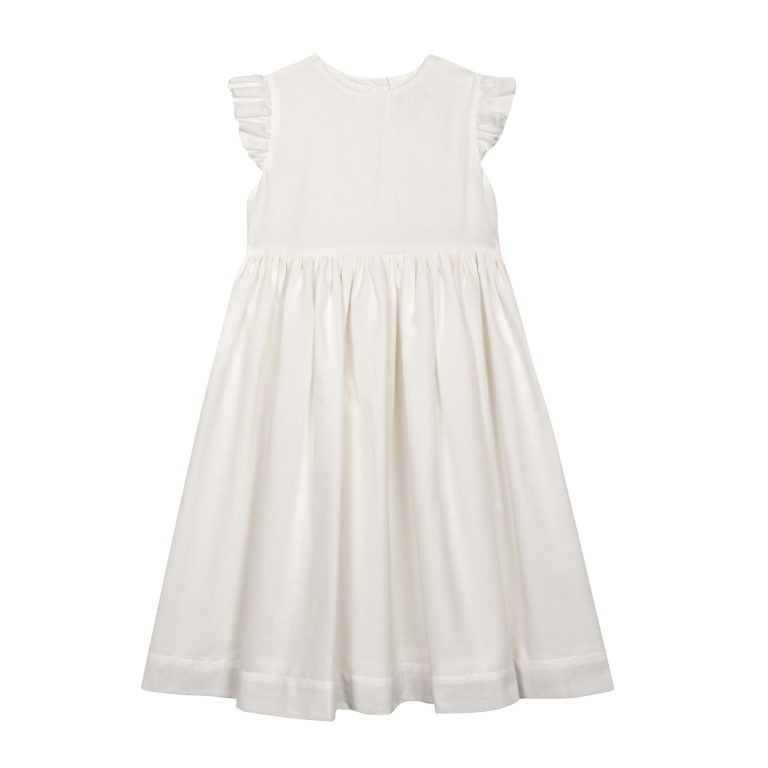 Cotton Flower Girl Dress with Frill Sleeves - The Little Wedding Company